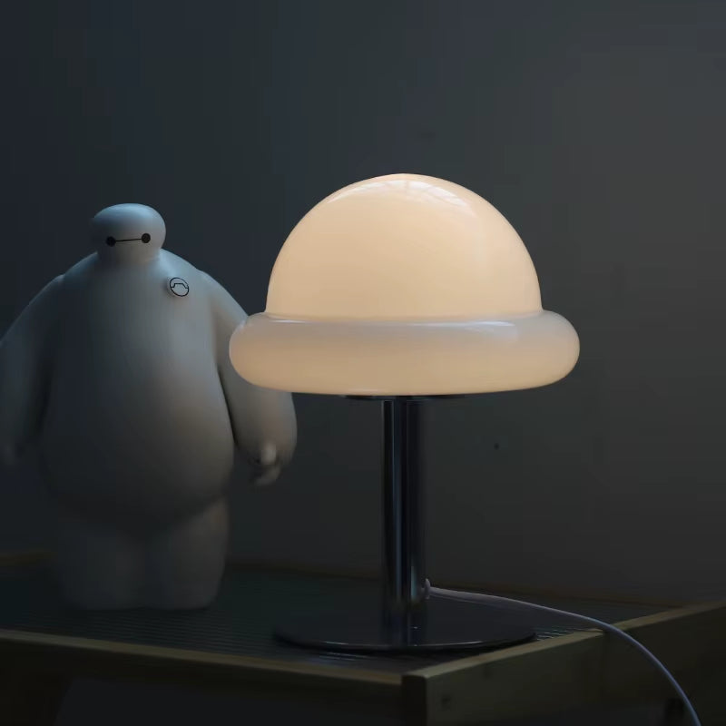 Vintage-Inspired Glass Mushroom Table Lamp - Unique Bauhaus Design for Cozy Bedroom Ambiance
