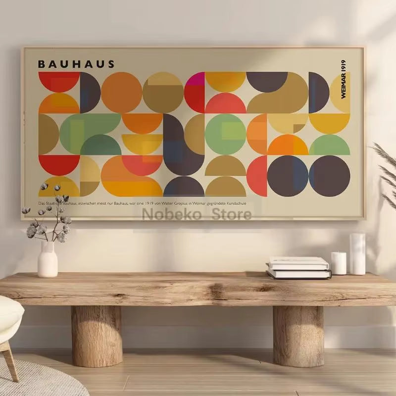 Large Minimalist Bauhaus Geometric Exhibition Poster Abstract Canvas Prints Modern Wall Art for Home Room Decor