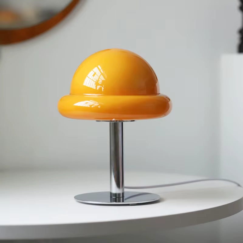 Vintage-Inspired Glass Mushroom Table Lamp - Unique Bauhaus Design for Cozy Bedroom Ambiance